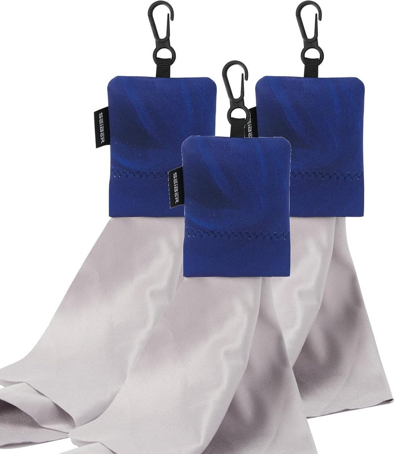 SEIBER Eyeglass Cleaning Microfiber Cloth,7 x 7 inch Glasses Cloth for Sunglasses,Laptops, Cameras,Screen- with Neoprene Pouch,Self-Closing Bottom(3PCS,Blue) - Image 1